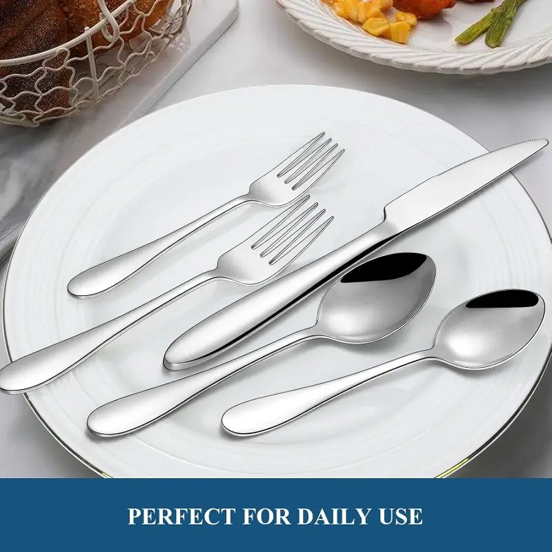 60pcs silverware set stainless steel flatware set service for 12 tableware cutlery set for home kitchen polished dishwasher safe, cutlery sets for dining, restaurant supplies, kitchen essentials, modern silverware, stylish utensils, professionalgrade cutlery, durable silverware, complete tableware, flatware collection, , event planners Product details 4