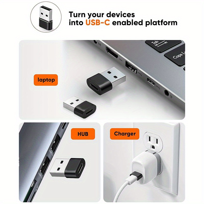 USB Male to USB C Adapter(1/2/4 Pack), USB to Type C Fast Charging/Transfer and OTG Function. for iPhone15 14 13 Plus Pro Max, iPad Pro Air 4 Mini 6 Almost USB Devices(black, sliver)
