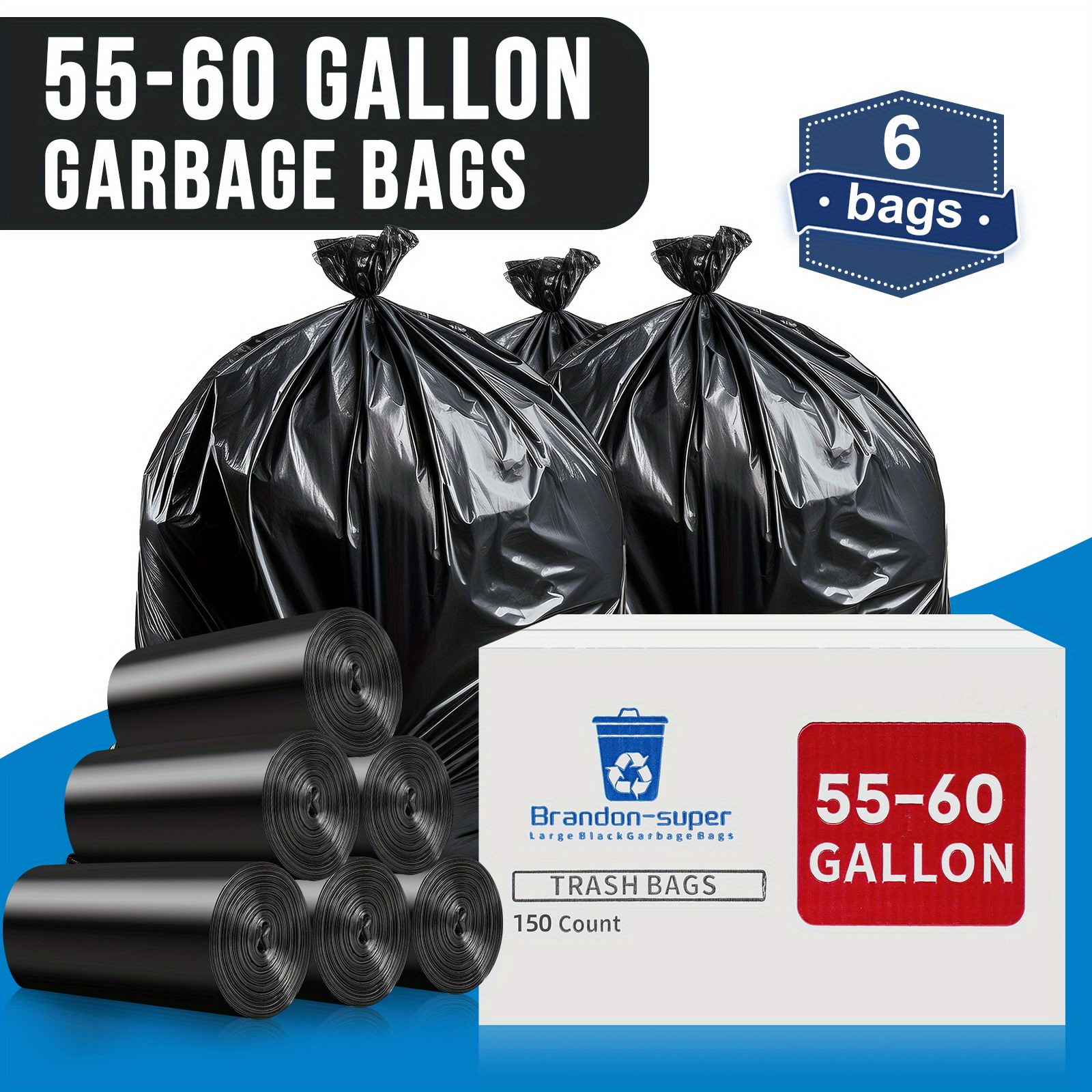 208.2-227.12 l heavy duty trash bags, tear resistant, high quality 50/  / 150pcs black trash bags, ideal for gardening work and outdoor activities large residential trash bags for commercial use and camping details 0