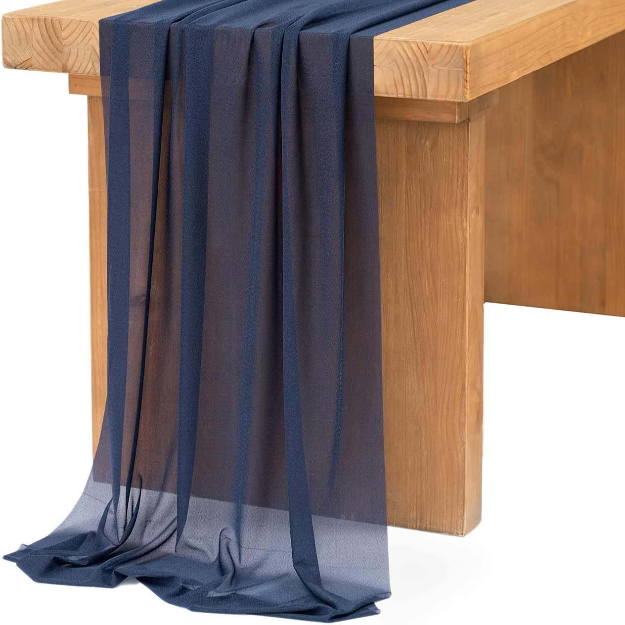 E-shop Marineblauer, durchsichtiger Tischläufer im Schleier-Look, Stoff im Bohemian-Stil, glänzende Schneeflocken-Spitze, 11,8*118,1 Zoll,