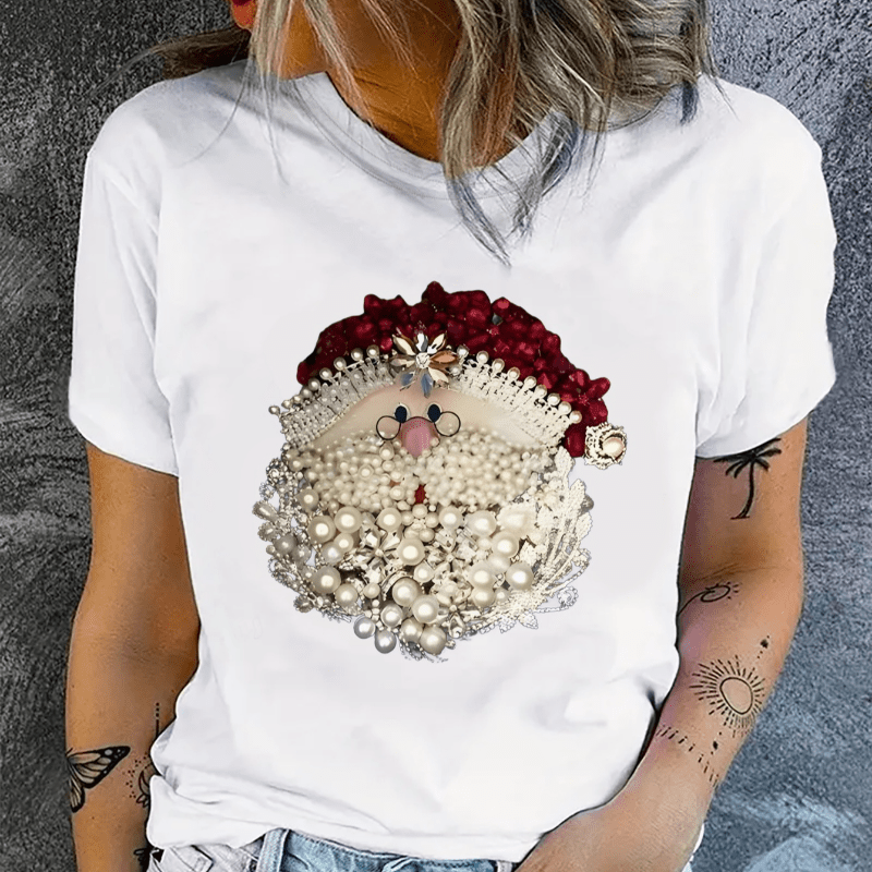

1pc Christmas 's T-, Top, , Regular Length, Tee For /summer