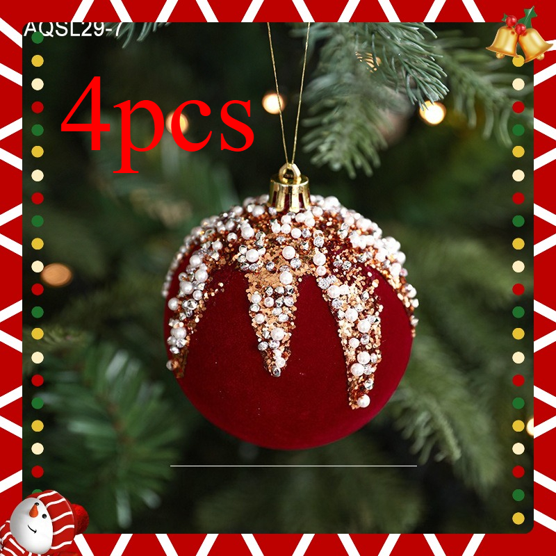 TEMU 4 pezzi di palline natalizie, 8CM palline natalizie foderate in vino, palline da appendere, palline di plastica glitterate, ornamenti per albero