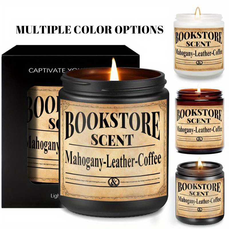 1 stück buchladen kerze - bookstore duft, langlebige lavendel-aromatherapie-kerze im vintage-buchladen-design, geschenk für bücherliebhaber zum geburtstag oder valentinstag, wohnaccessoire – mehrfarbig (/beige/schwarz) – kein   benötigt, regaldekoration, gemütliche atmosphäre, literarisches thema, sauberes  