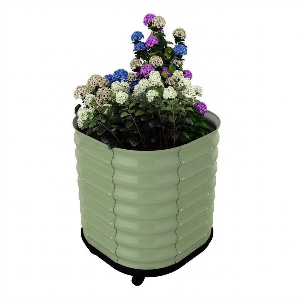 Portable Raised Garden Bed Elevated Planter Box With Wheels Brakes Easy Assembly For Vegetables Flowers 60x60x70cm