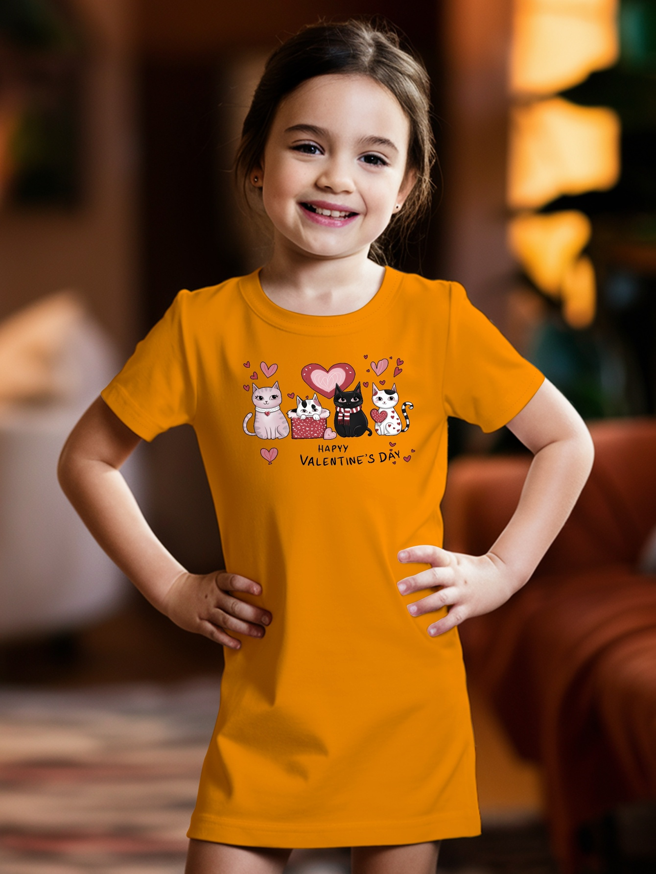 adorable girls' valentine's day dress pink cartoon animal