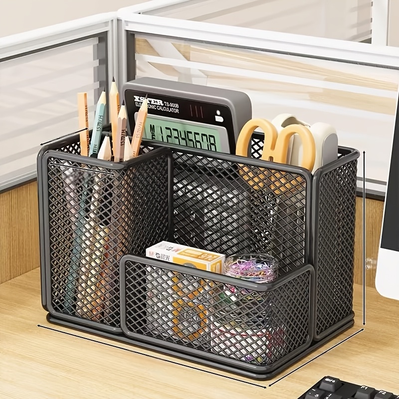 3 slot metal storage box carbon steel painted end multi functional organizer for office supplies desk stationery cosmetics and remote controls essential for home offices and dormitories Product details 1