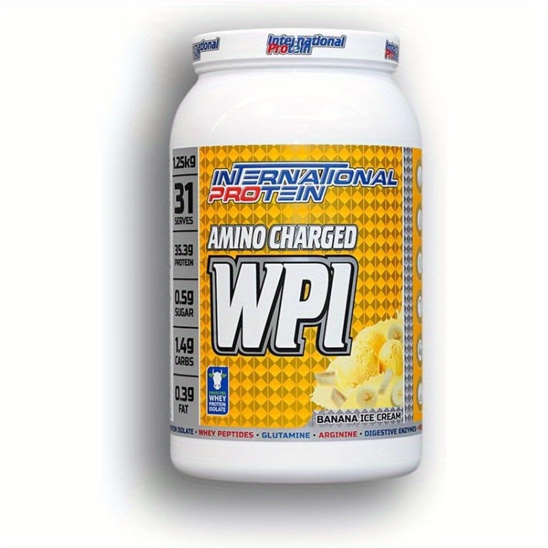 International Protein Amino Charged Banana Ice Cream Flavour Whey Protein Isolate Powder 1.25kg