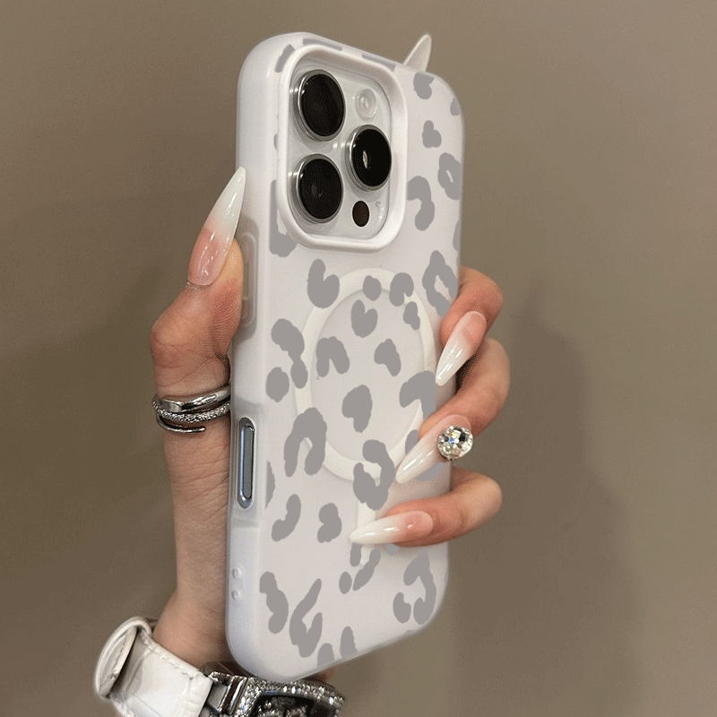Image of Phone Case - 2d Flat Dopamine Candy Color Leopard Print Magnetic Glossy Phone Case Soft Protective Cover Compatible With Iphone 11 12 13 17 18 Pro Pro Max 14 Plus 15 Plus Air