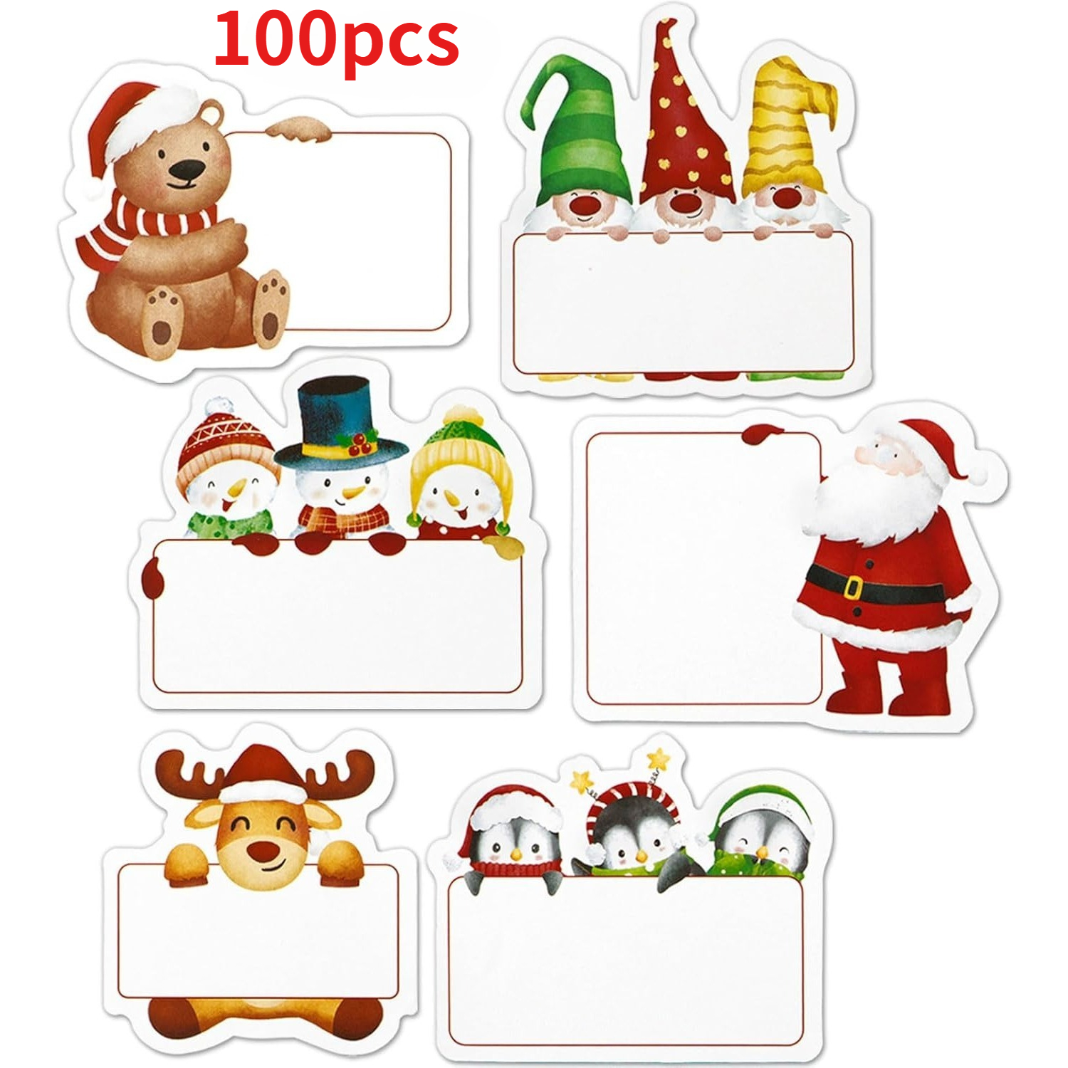 TEMU 100pcs Christmas Design Label Stickers, Self-adhesive Christmas Tags Santa Claus Label Stickers, Suitable For Christmas, Christmas Gifts,