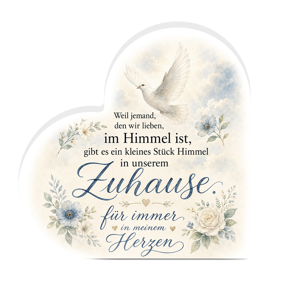 TEMU 2d Flat, 1pc Putuo Decor German Memorial Sign " Love Is In Heaven" - -shaped Pvc Table Decor Suitable For Home, Sympathy Gift, Remembrance For