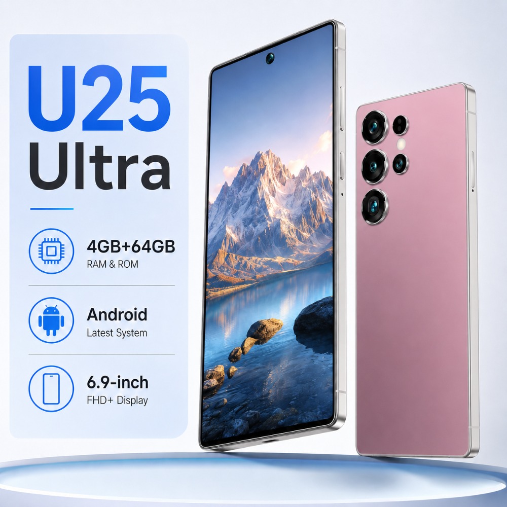 the 2026 u25 ultra smartphone has a 6 8 inch screen features facial recognition technology and   headphones data cable phone case and screen protector   very suitable as a gift for friends relatives and elders Product details 8