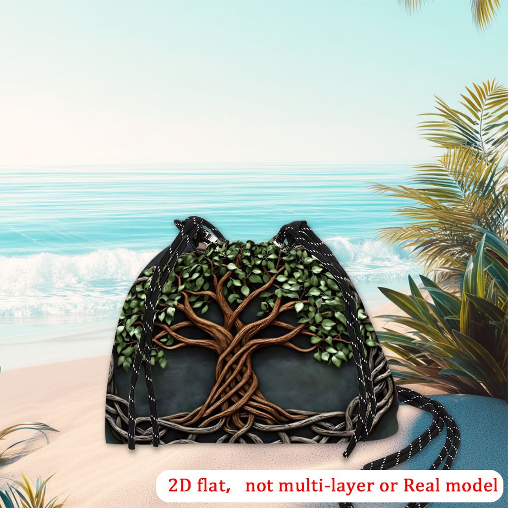TEMU 1pc Bolso Bandolera Árbol de Celta para Mujeres - con Cierre de Cordón , Bolsa y Plegable de Poliéster Duradero, Bolso Casual para , Diarios y