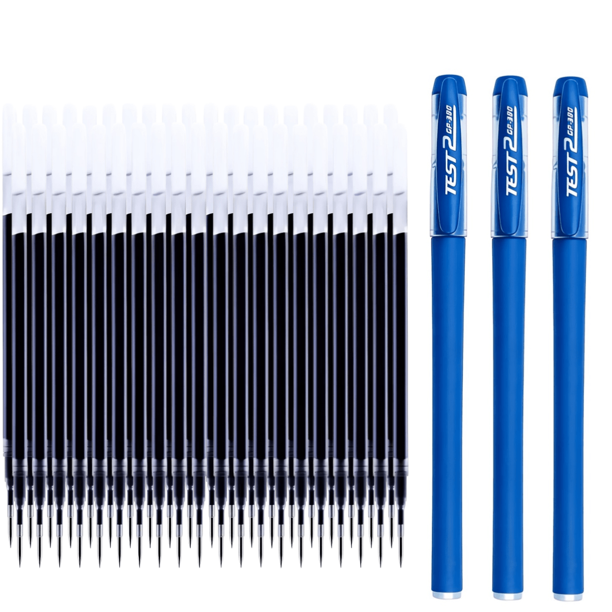 TEMU Ensemble de grande 43 pièces, [3 stylos et 40 recharges] Encre bleue 0,5 mm, prise en main confortable, écriture fluide, idéal pour de notes et