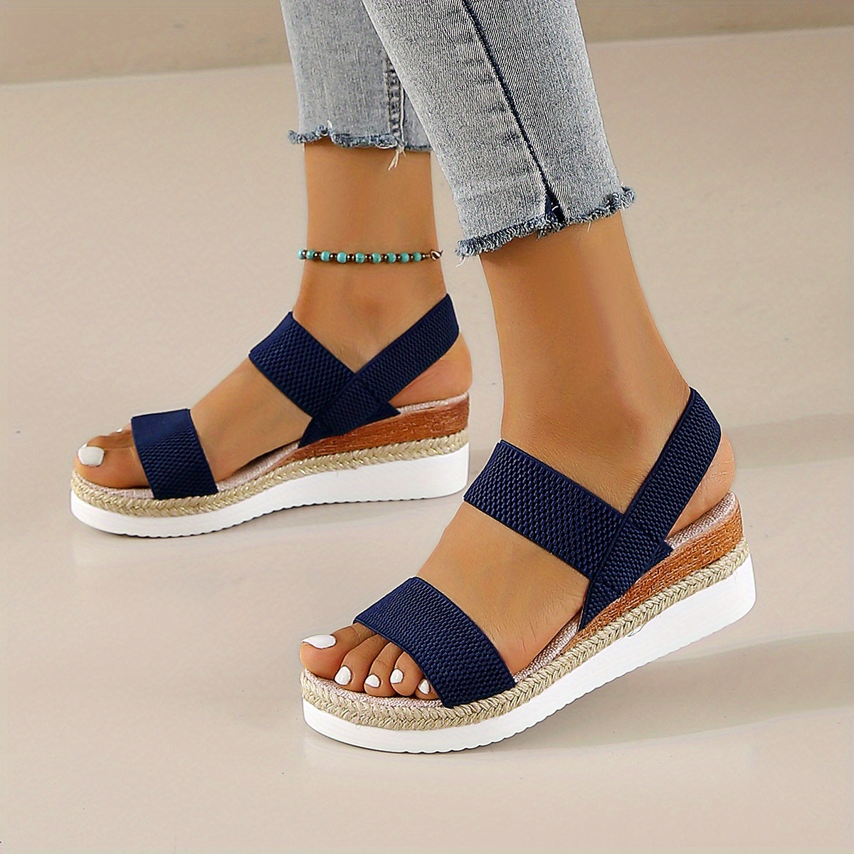 womens elegant slip wedge sandals summer Temu