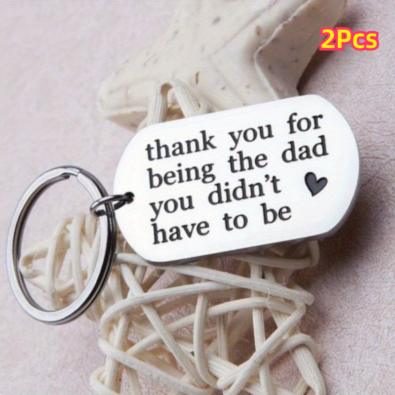 

2pcs Elegant Step Dad Keychain - Fathers Day, Birthday & Wedding Gift - Thank You For Love - Perfect New Dad Keepsake - Your Appreciation With A , Emotional