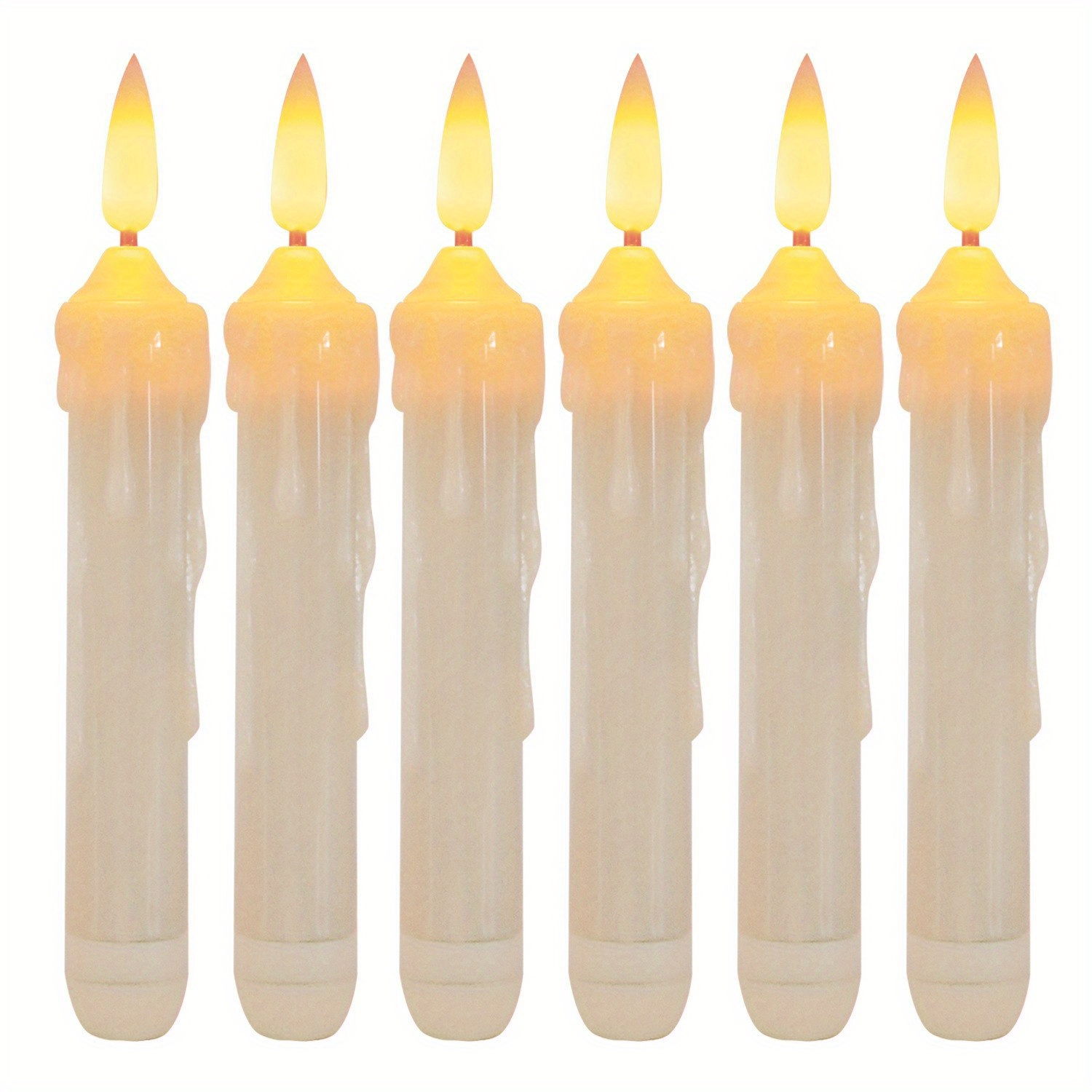 TEMU 12/6pcs Flameless Led Candle Lights - Long Handle Realistic Flickering Flame, Battery Powered (battery Not Included), Suitable For Christmas,