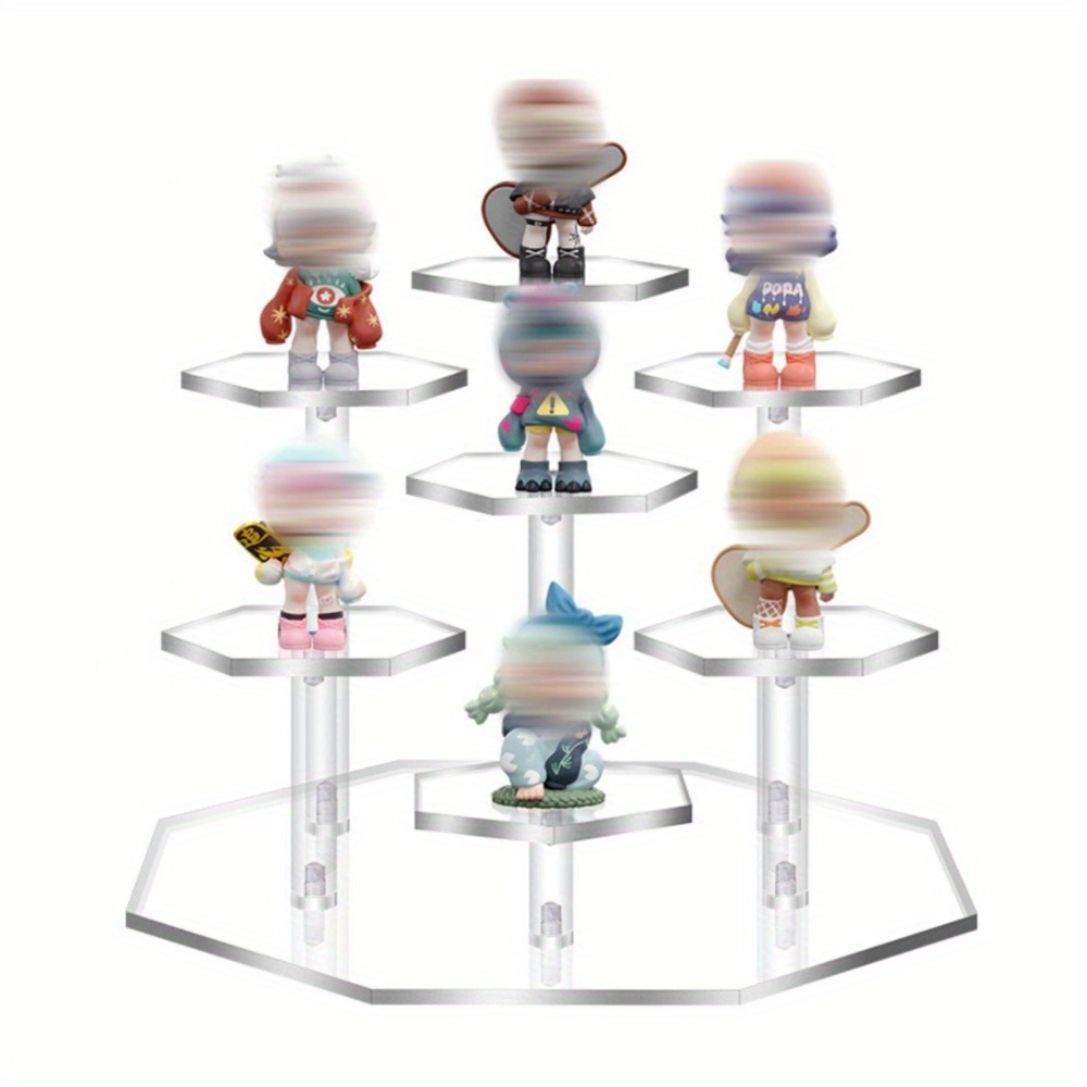 TEMU Acrylic Stand Shelf Risers Desktop Step Tray For Collectibles Toys Dolls