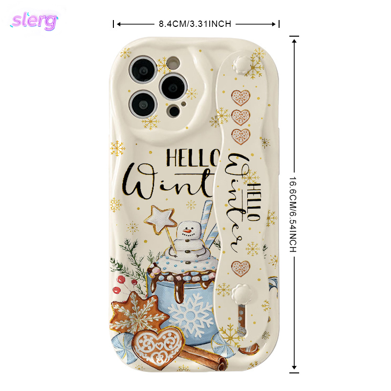 TEMU Étui de téléphone : Dragonne à sur le thème de Noël, -chute, style sangle crème, , avec motif imprimé, compatible avec les séries Apple et