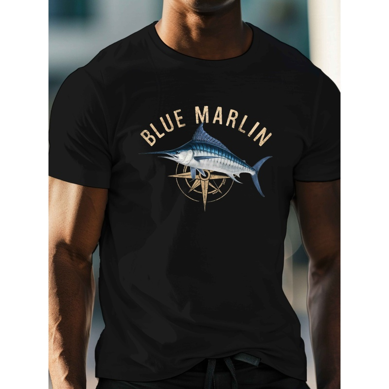 

T-shirt Marlin Bleu pour Homme - Décontracté & Léger en Polyester à Col Rond avec Design de , pour l'Été