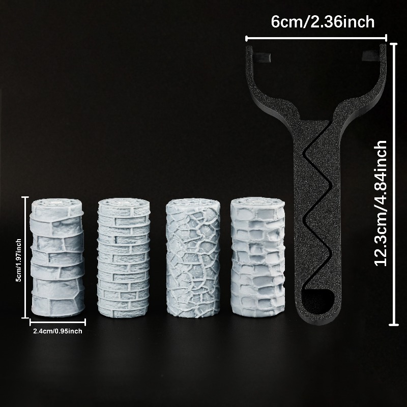 TEMU 5pcs Terrain Shaping Rollers - Suitable For Rpg Miniature Bases, Polymer Clay Modeling, Pottery Hand Rollers, Fantasy Texture Roll Patterns For