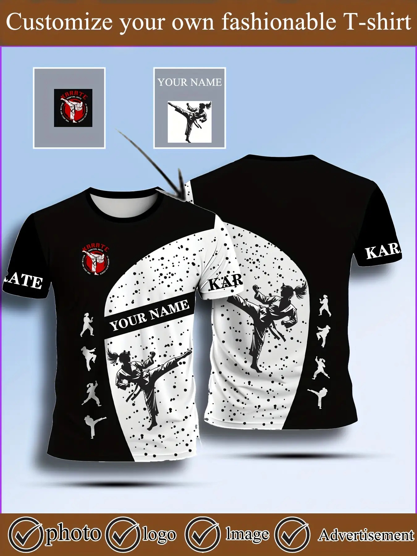 mens karate gi with name/logo/dojos - training karate uniform with karate belt attachment (/) - machine washable for competition & training - suitable for tournaments & casual attire Детали за производот 0