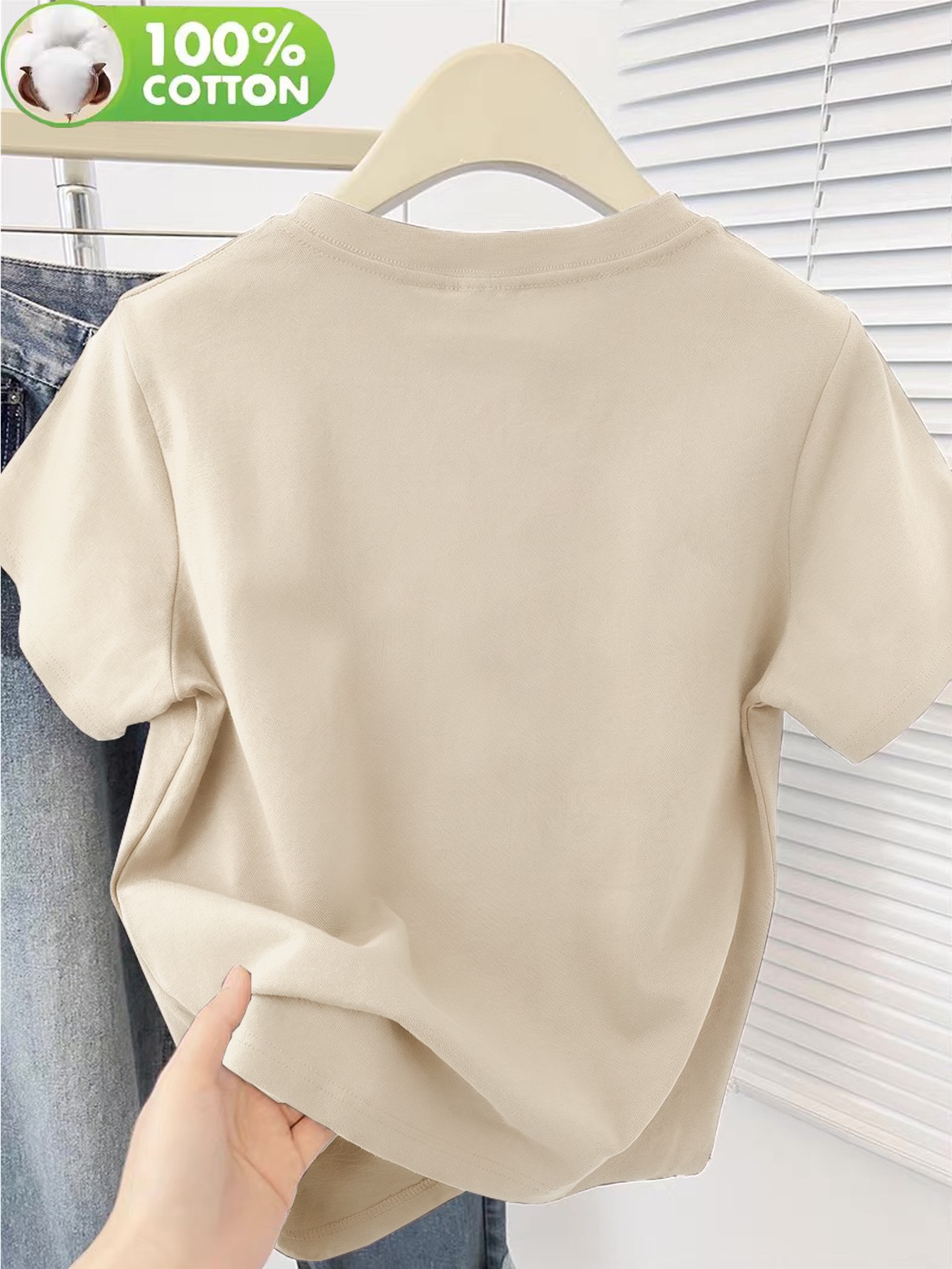 100 womens t shirt summer short sleeve lightweight top trendy and fashionable standard fit casual and versatile simple heart and letter print design showcasing personality and fun