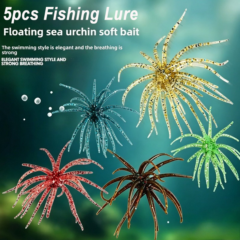 TEMU 5pcs Sea Bait, Fishing Bait, Artificial Sea , Soft Wormss For Fishing For Drop Shot And , Slow Sinking, For River, Lake, Saltwater, Freshwater