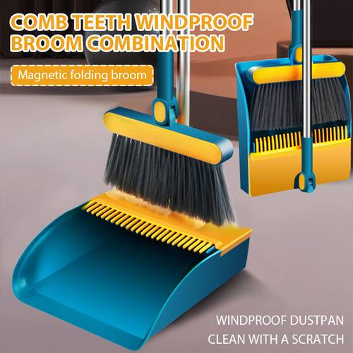 kitchen home office folding broom dustpan set household cleaning tools non stick wet dual use broom sweeping trash sets