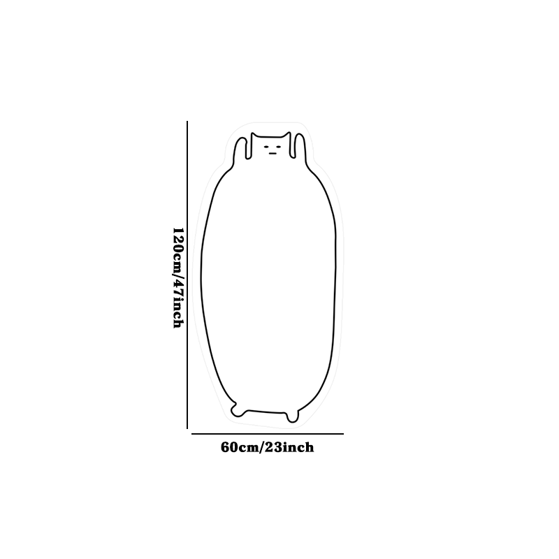 TEMU Thickened 10mm High-quality Faux Cashmere Dot Plastic Bottom 1100 Grams 1pc Shaped Bedside Carpet Creative Kitten Cartoon Print Living Room Rug