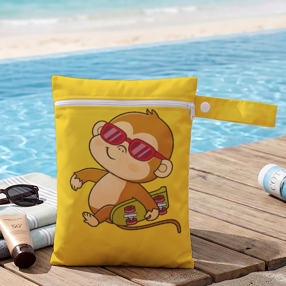 TEMU 1pc With Fashion Glasses Pattern Wet Dry Bag, Portable Swimwear Organizer, Outdoor Holiday Multifunctional Handbag