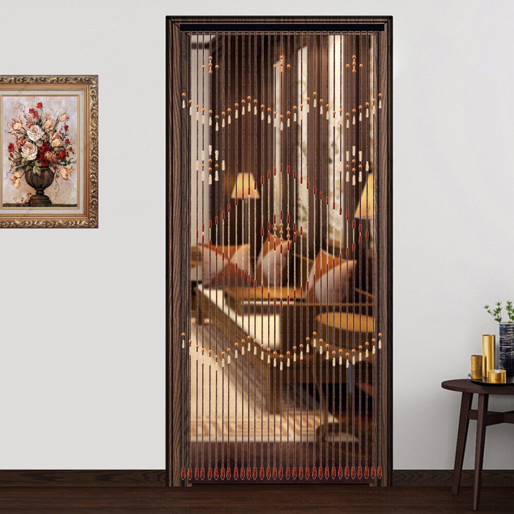 TEMU 90x208cm Retro Wooden Bead String Door Curtain Blinds Partition Chocolate Brown For Bedroom Porch Living Room Decoration