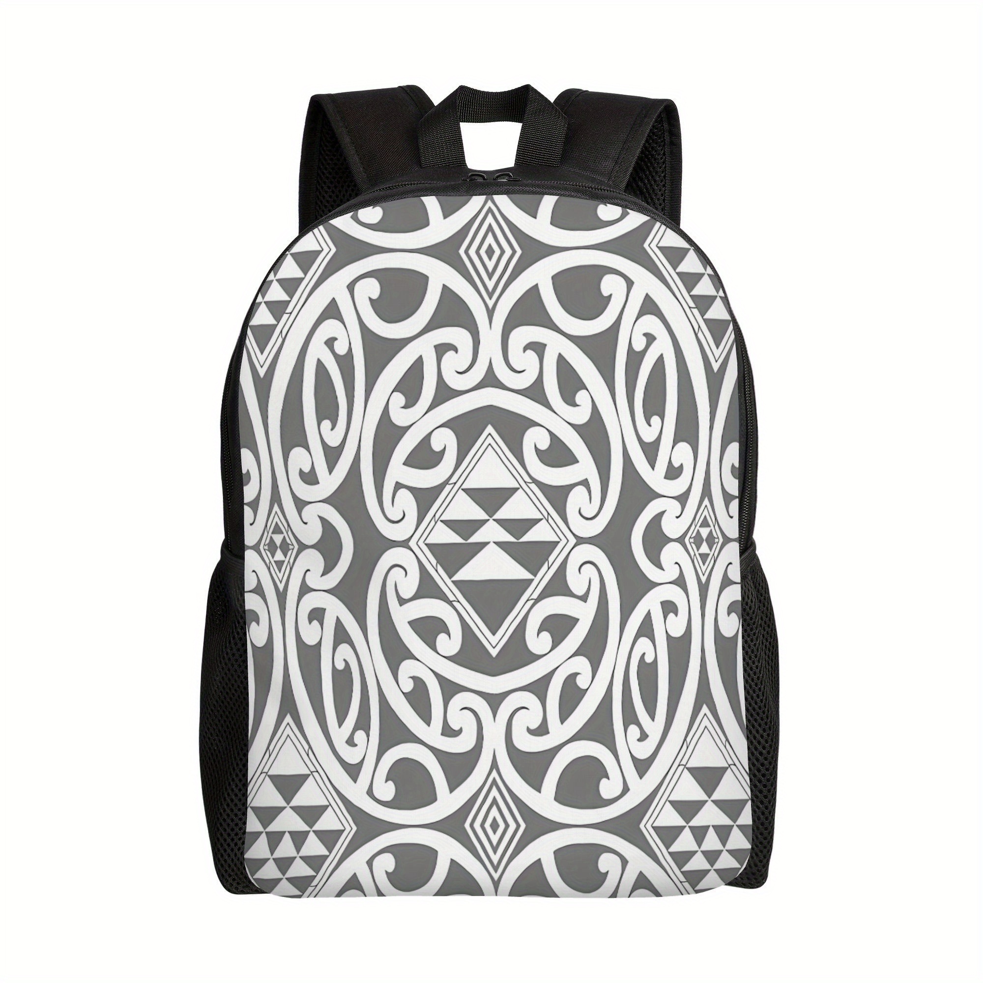 TEMU The Maori Pattern Backpack Offers A Easy Design Ideal For Young Adults Or Students Who Favor A Lighter Aesthetic Of Heavy Styles