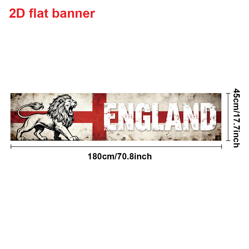 TEMU 2d Flat, 2d Flat Banner, 1pc, England Patriotic Banner 180x45cm, & St. Cross Design, Great For Football Events, England Celebrations, Home & Bar