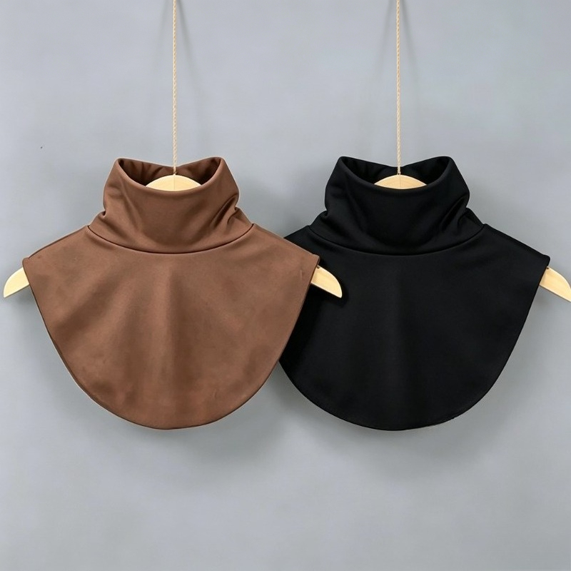 TEMU 2pcs Women's Detachable High Collars - Warm And Comfortable Shirt Necklines, Fleece Collars With Elegant Design In Multiple Colors - Fashionable