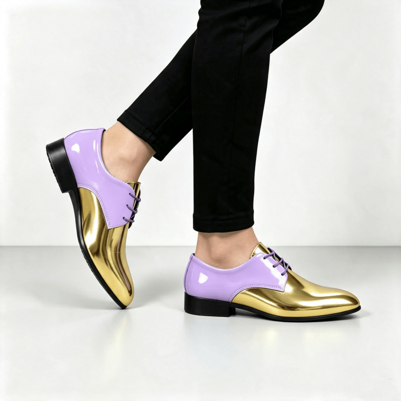 purple and gold dress shoes sold on Temu United States Gift Colorful