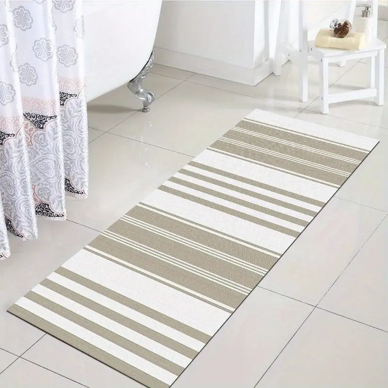 1pc modern striped bath mat non slip absorbent easy to durable rubber backing rectangular design for bathroom bedroom kitchen laundry room decor bathroom mat Product details 3