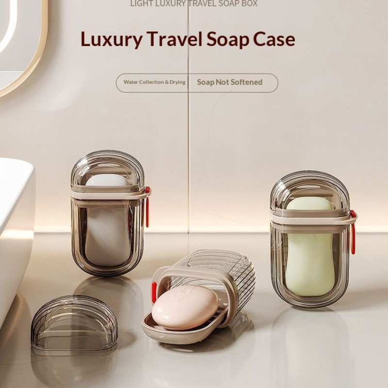 TEMU 3-pack Portable Soap Box With Lid, Travel Soap Case, Compact Oval Pet Soap Holder With Drain Hole And Clear Lid, Lightweight Hygienic Container