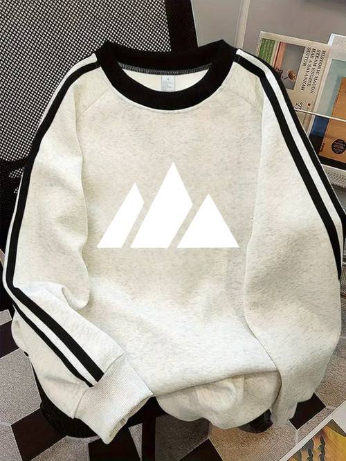sudadera de cuello para mujer, nueva colección otoño-invierno, diseño y , cuerpo principal con rayas verticales negras y tres triángulos s