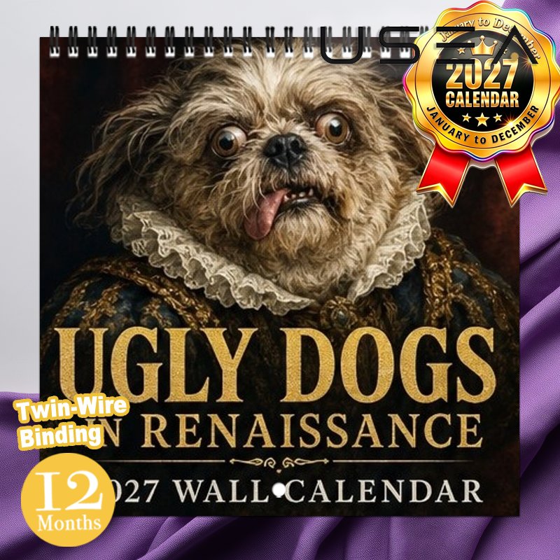 TEMU 2027 Wall Calendar, 1 Pack 2027 Wall Calendar, 12 Months Monthly Planner With Twin Wire Spiral Binding, Funny Renaissance Portrait Hanging