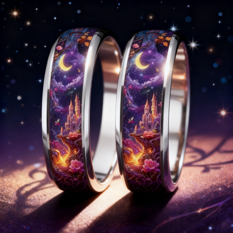 Dreamy Unisex 304L Stainless Steel Wish Bottle Ring with Star and Moon