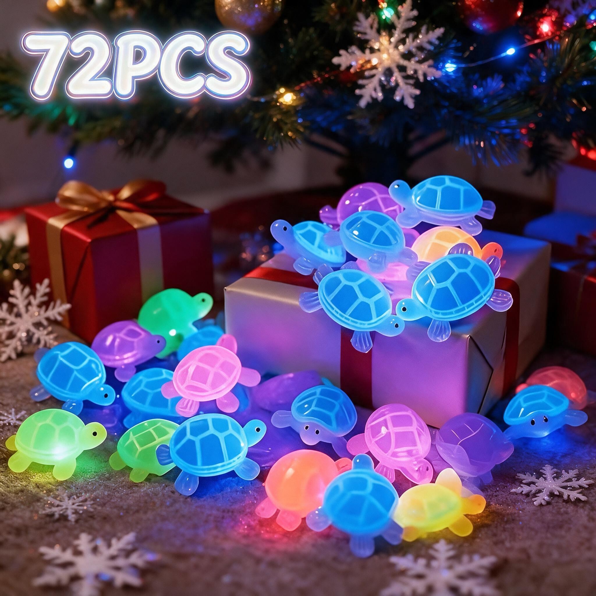 TEMU 36/72 Mixed Mini Luminous Resin Turtles, Cute Mini Resin Turtle Party Decorations, Halloween And Christmas Decorations