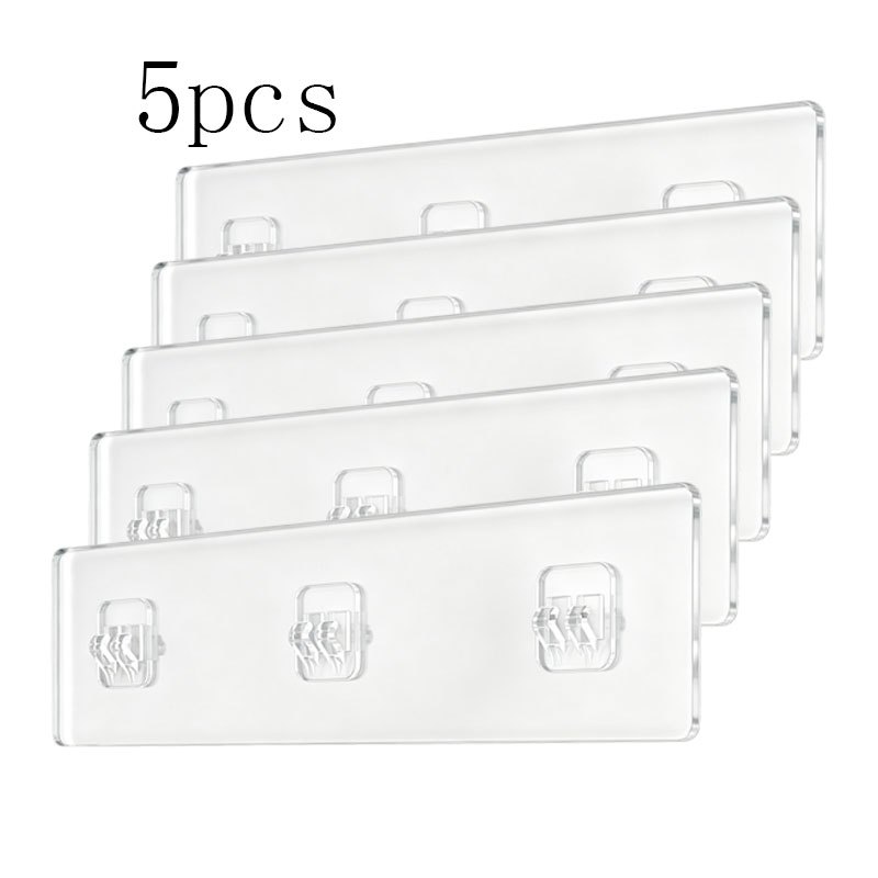 TEMU Lot de 5 crochets muraux transparents pour étagères de salle de bain et de cuisine, crochets en plastique adhésifs/à visser perçage avec paniers