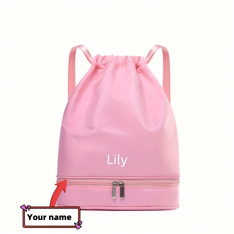 TEMU A Stylish And Minimalist Drawstring Backpack With Customizable Letters, Perfect For Ballet Practice. This New Women's Fashion Backpack Is For