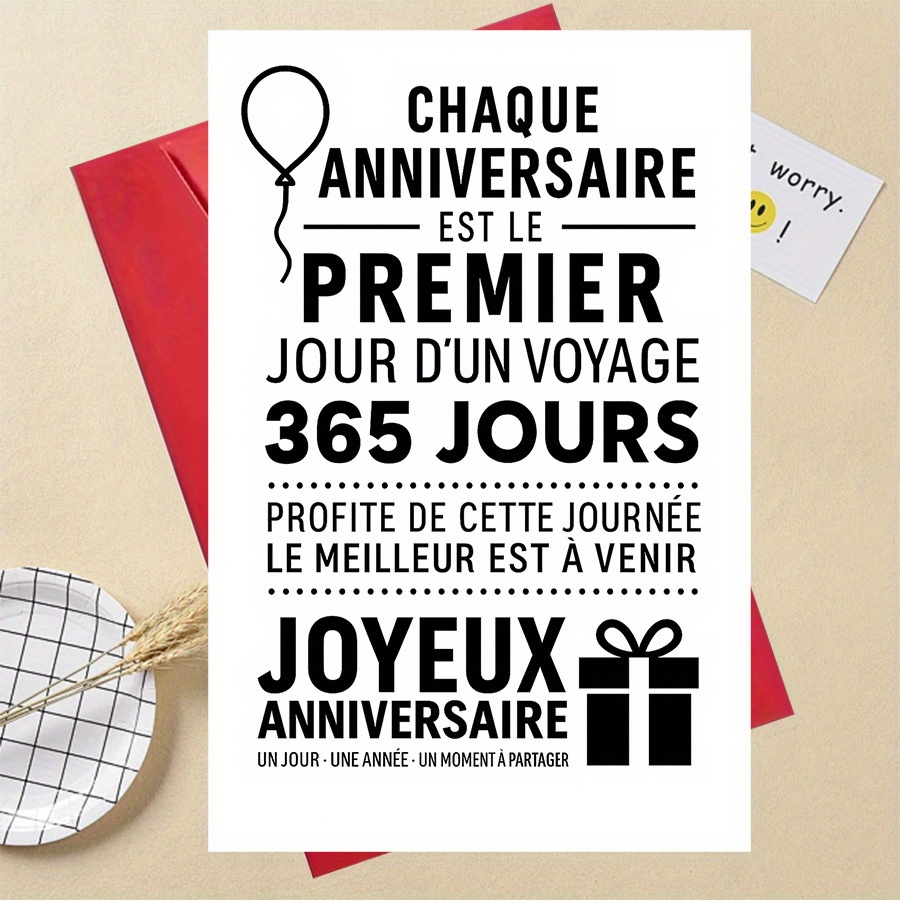 TEMU 1 carte d'anniversaire et parfaite pour offrir, pour et , transmettant des messages positifs, célébrant un nouveau millénaire et de joie,