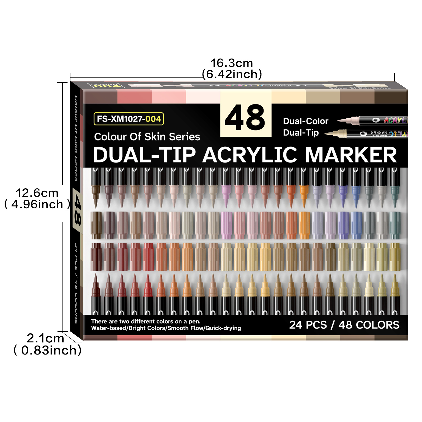 48-color Dual-tip Water-based Acrylic Marker Set: Soft Brush Tip Markers For Rock Painting, Wood, Stone, Glass, Diy Crafts, And Art Supplies
