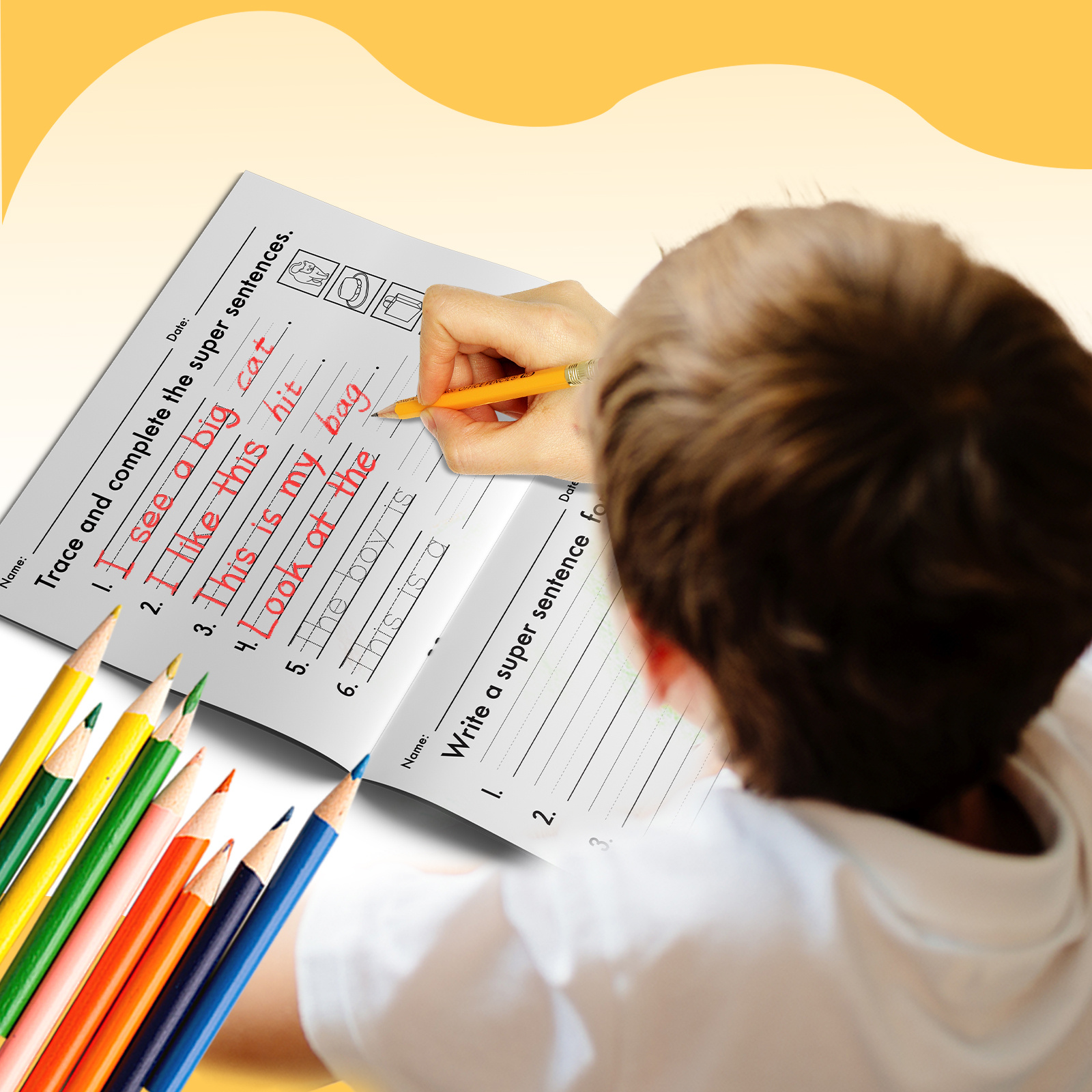 1pc Educational Activity Book Learn words for Children: lmprove Learning Ability with Letters