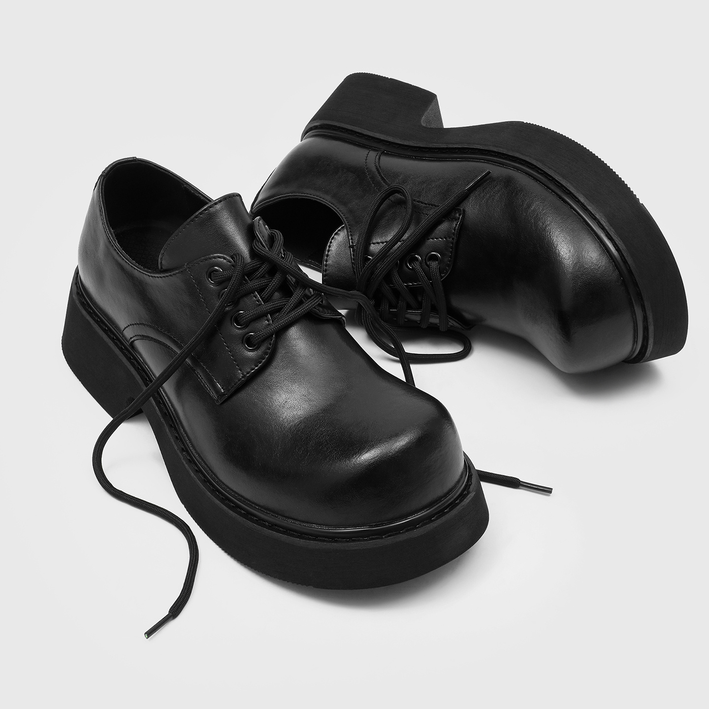 2025 new thick soled mens casual shoes   height increasing round toe lace up work boots