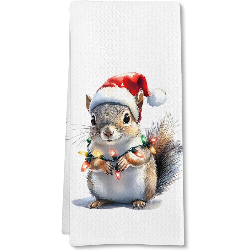 TEMU 1pc Christmas Squirrel Print Cleaning Cloth, Squirrel-themed Gift, Christmas Holiday Decor, Cleaning Cloth/dishcloth/scrub Pad/lazy Mop;