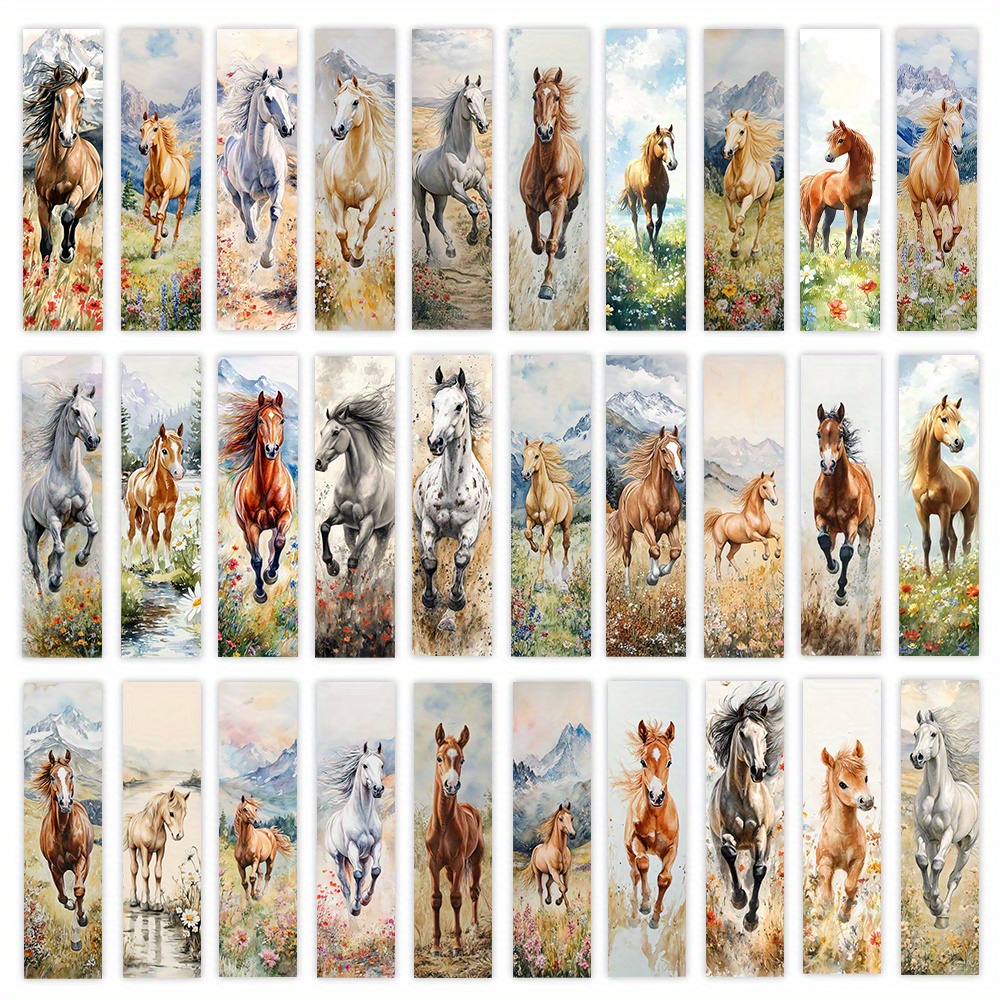 TEMU Een set van 30 acryl bladwijzers met paardendesigns, in victoriaanse stijl, perfect voor vintage Halloween, cadeaus voor leraar, terug naar
