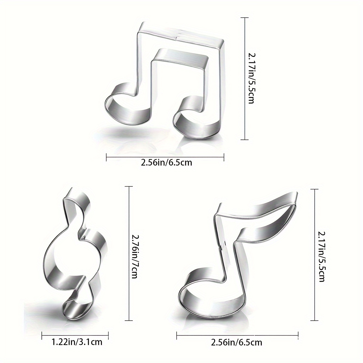 3pcs, Music Note Series Cookie Cutters, Stainless Steel Cookie Cutter Set, Suitable For Cake Molds, Cookie Molds, Cake Decorations - Music-themed Party Baking - Beginner Baking Tools